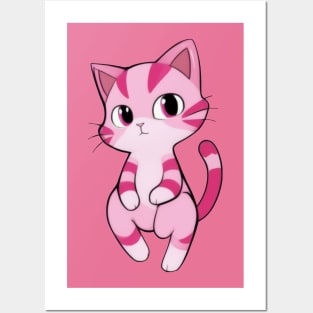 Adorable Pink Cat - Cute Baby Feline Posters and Art